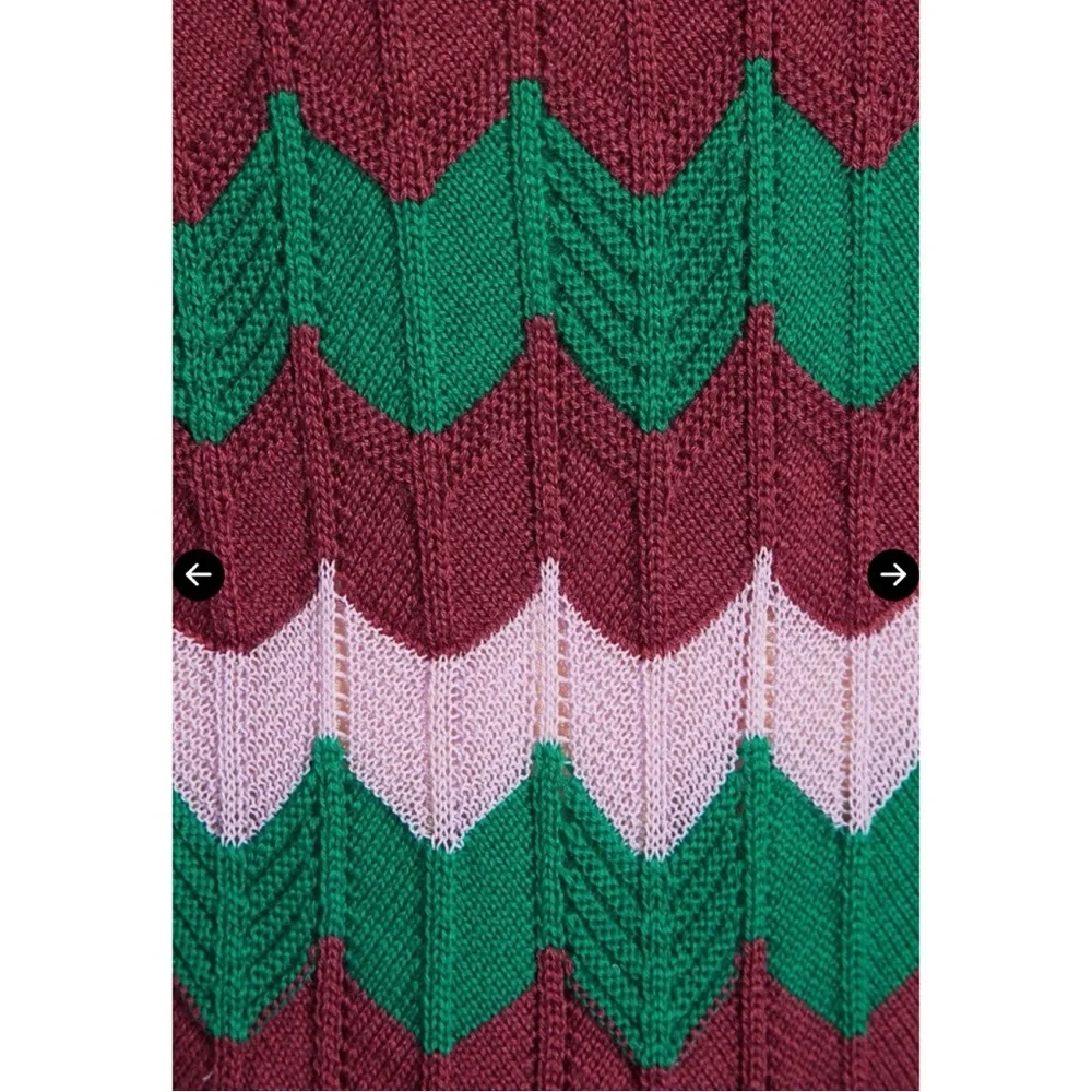 NWT M MISSONI Wide Leg Knit Jumpsuit Long Overalls Zig Zag Pattern V-Neck XS - Picture 4 of 16